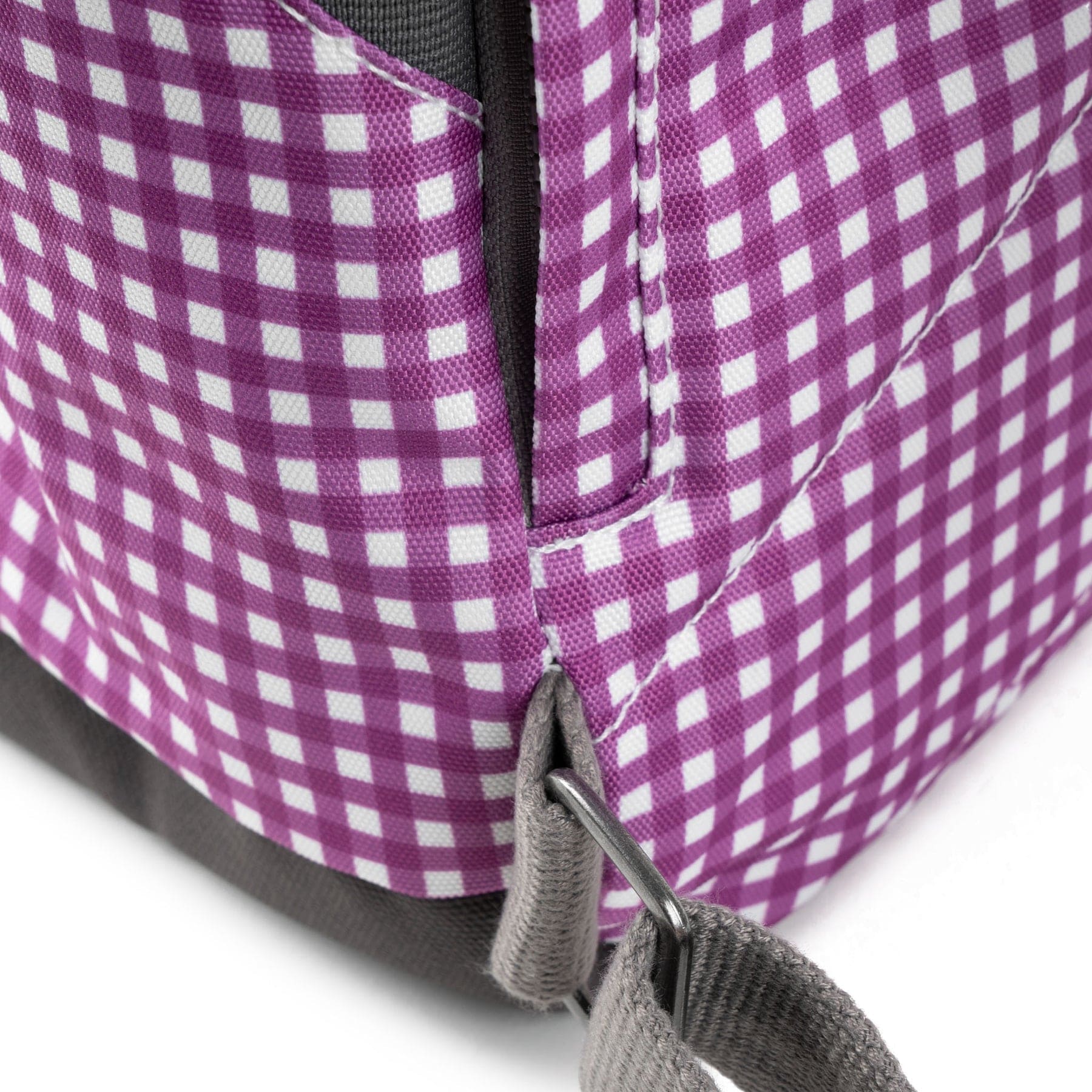 Roka Canfield B Gingham Medium Recycled Canvas Rucksack, Purple