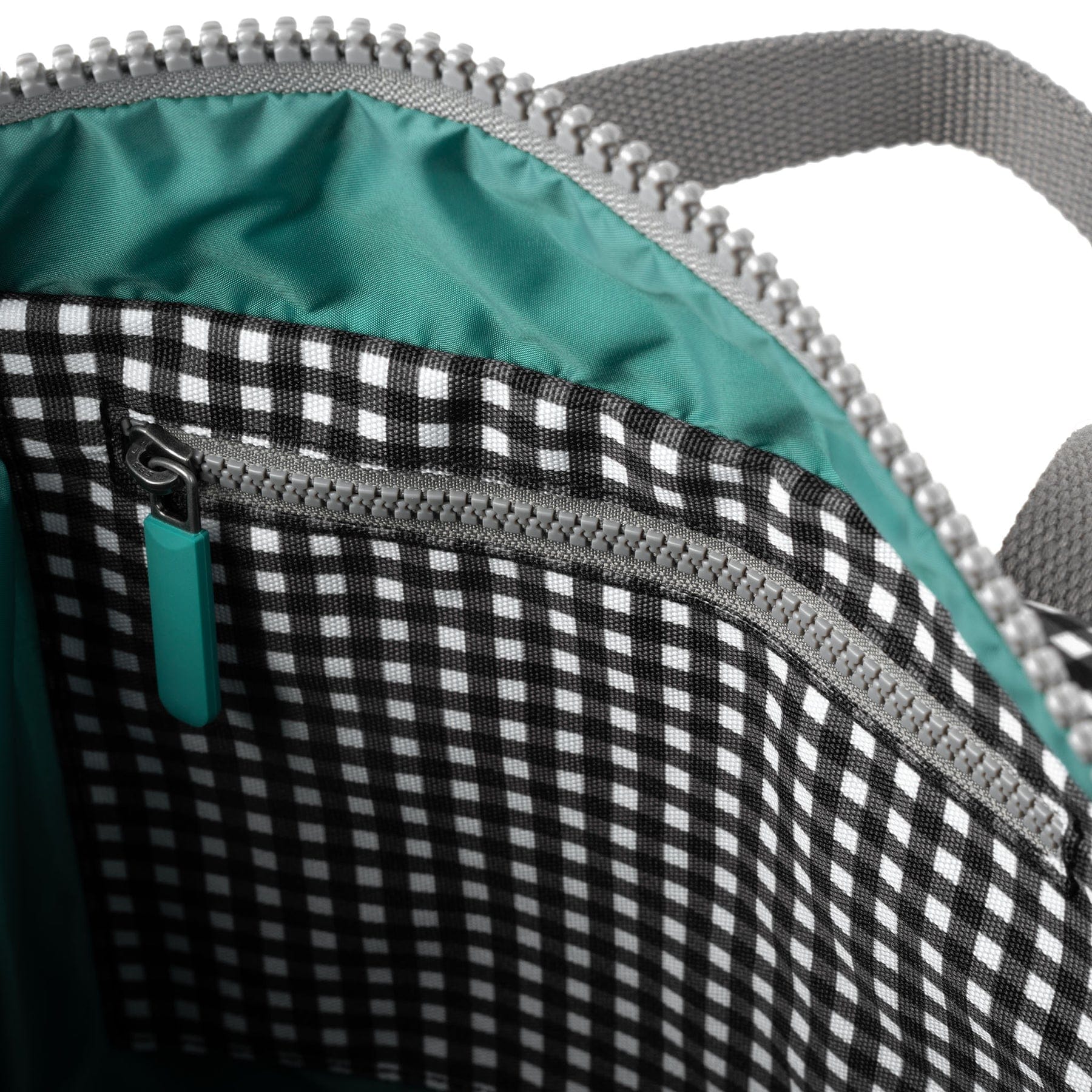 Roka Canfield B Gingham Medium Recycled Canvas Rucksack, Black