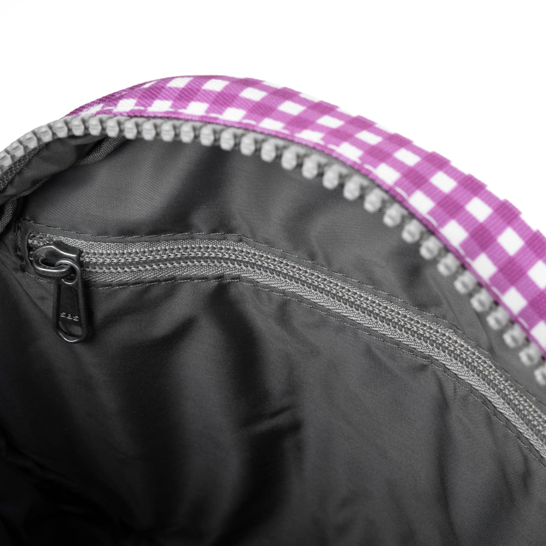 Roka Paddington B Crossbody Sustainable Canvas Bag, Purple Gingham