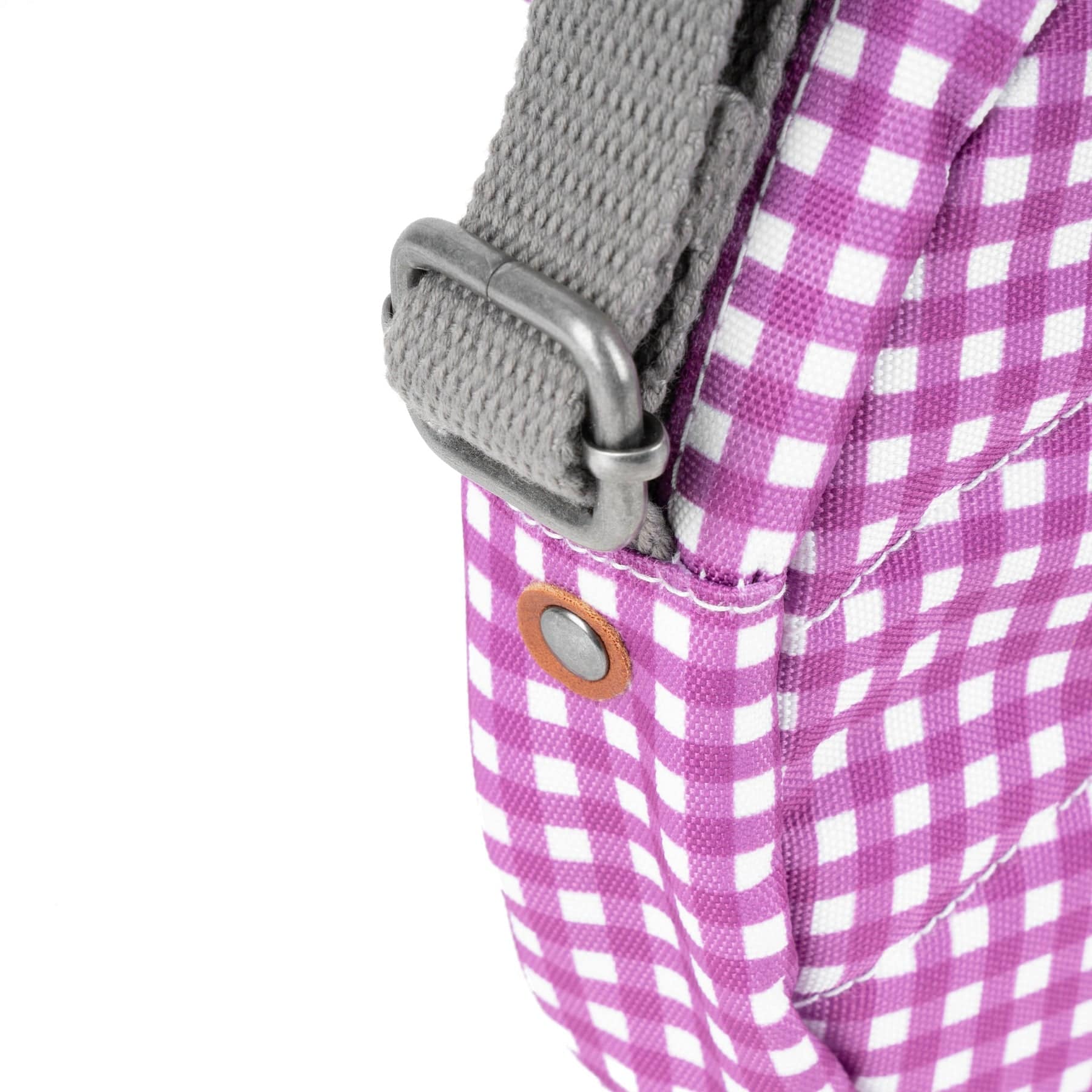 Roka Paddington B Crossbody Sustainable Canvas Bag, Purple Gingham