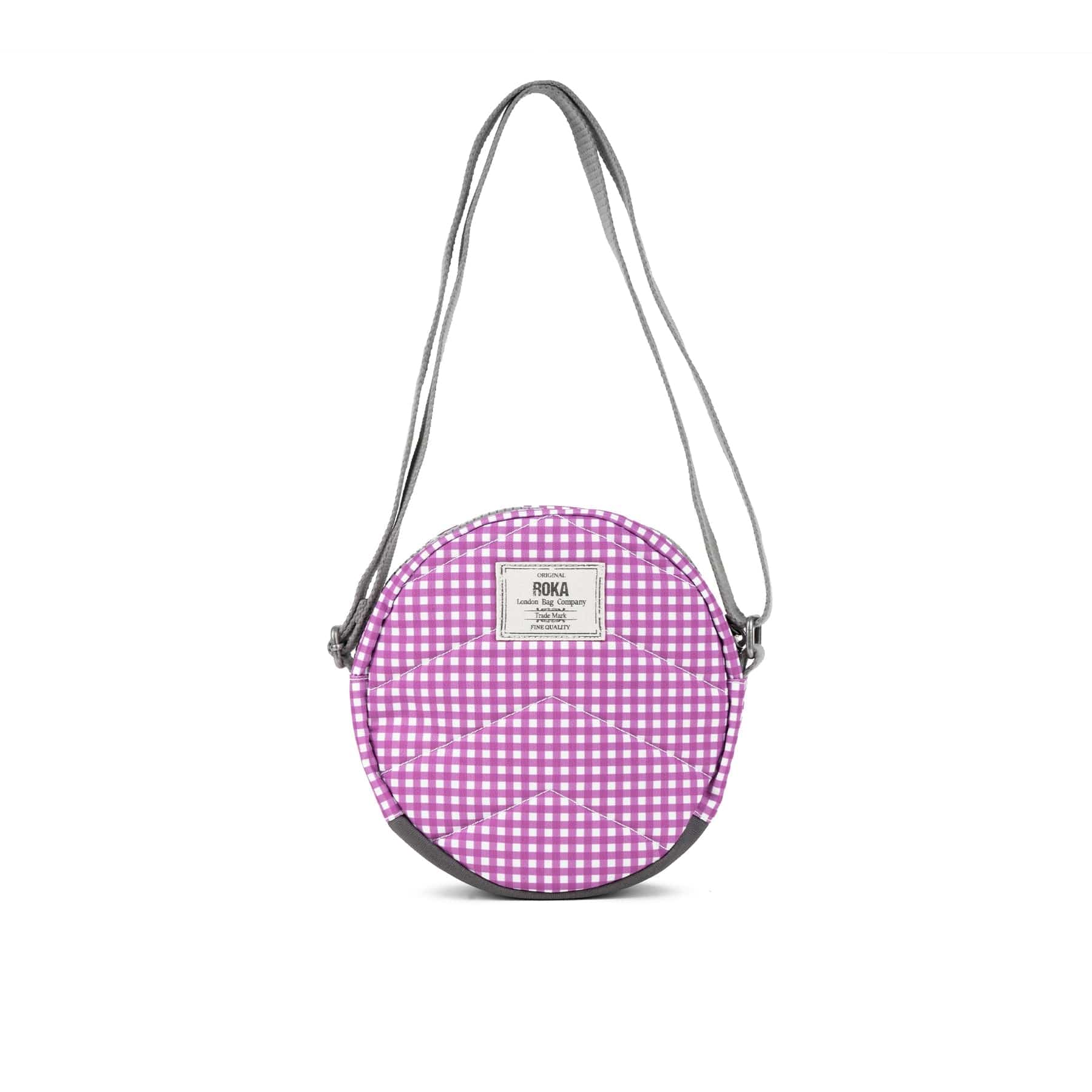 Roka Paddington B Crossbody Sustainable Canvas Bag, Purple Gingham