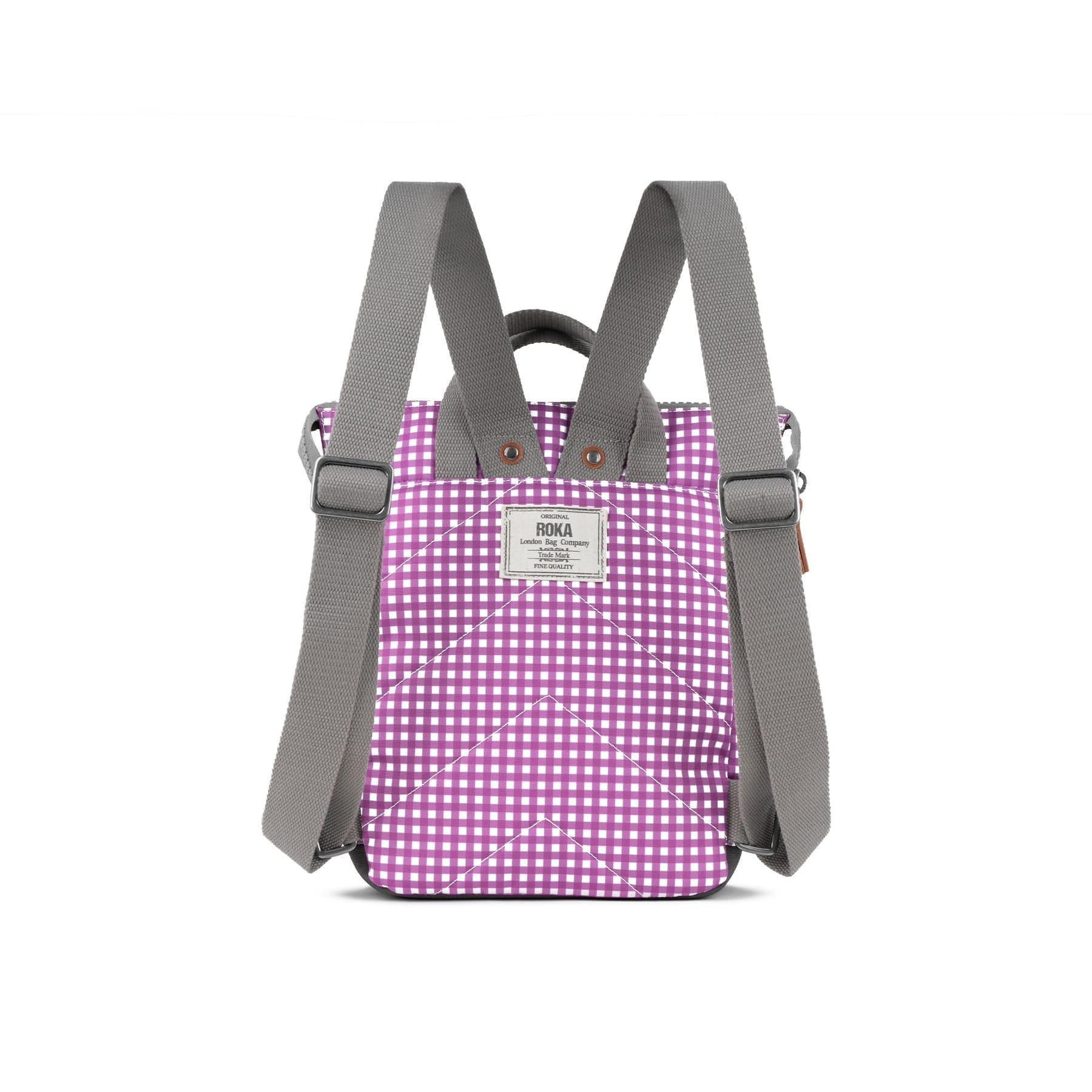 Roka Bantry B Small Recycled Canvas Gingham Rucksack, Purple
