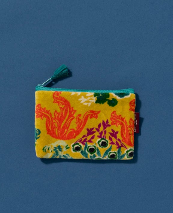 Velvet Zipped Pouch With Tassel Swainston Gold