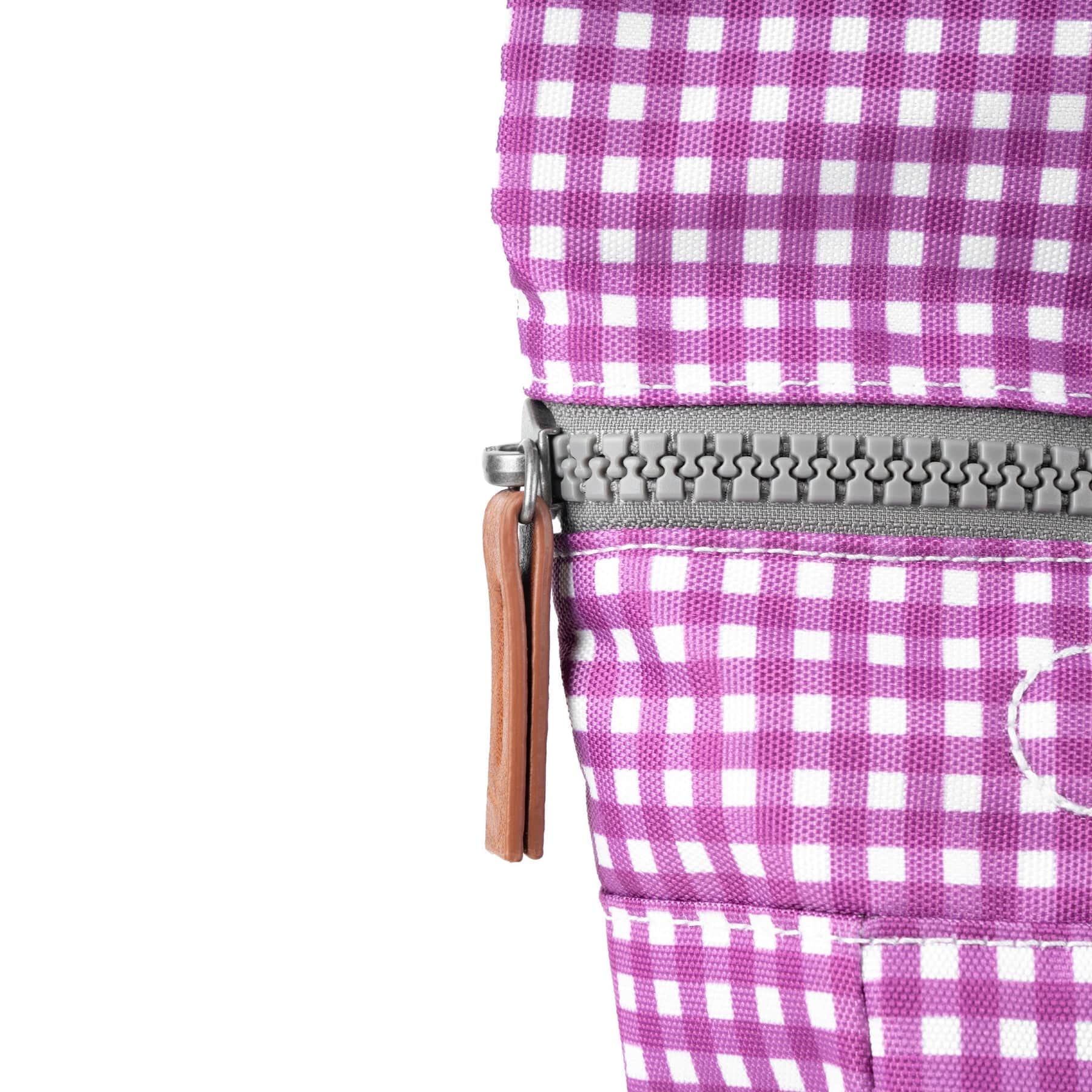 Roka Canfield B Gingham Medium Recycled Canvas Rucksack, Purple