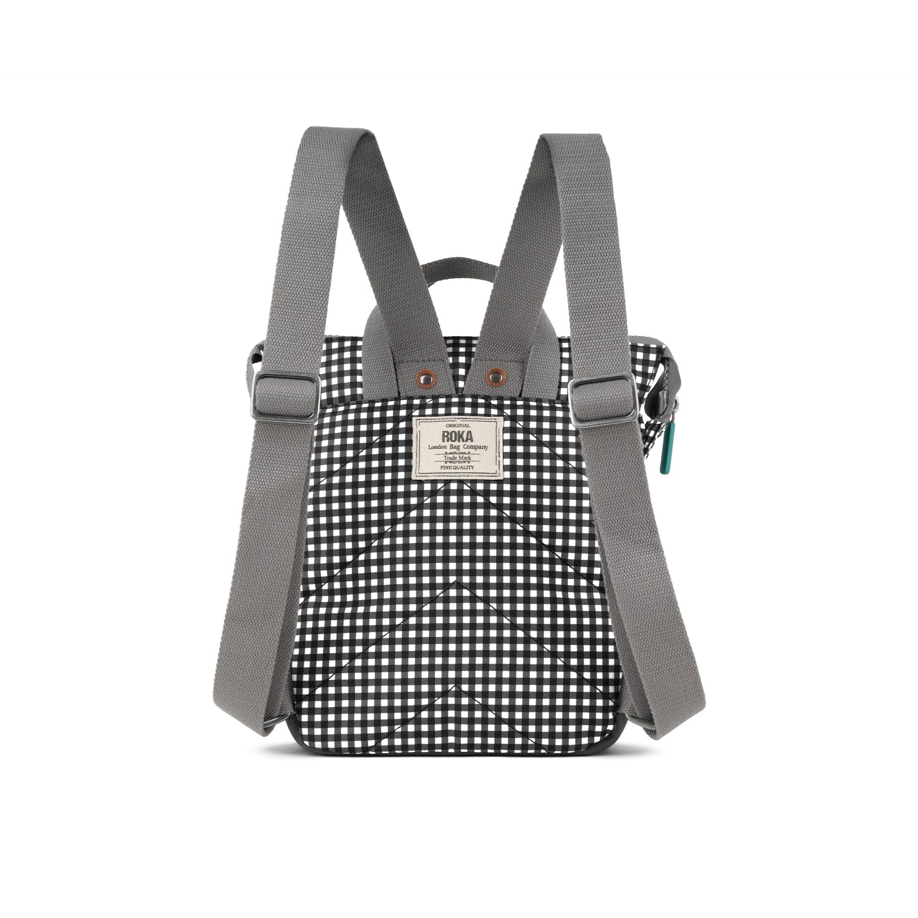 Roka Bantry B Small Recycled Canvas Gingham Rucksack, Black