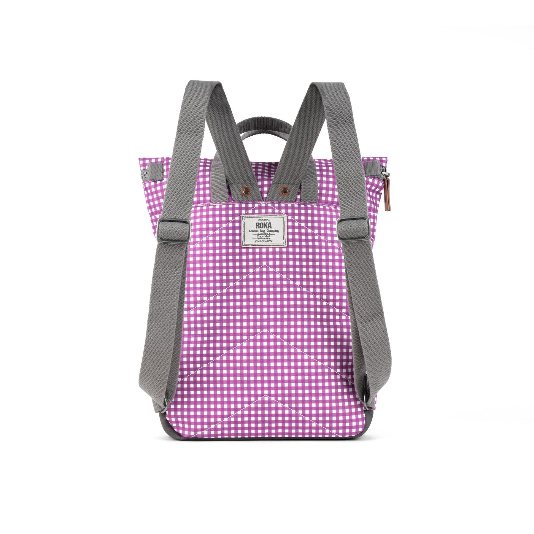 Roka Canfield B Gingham Medium Recycled Canvas Rucksack, Purple