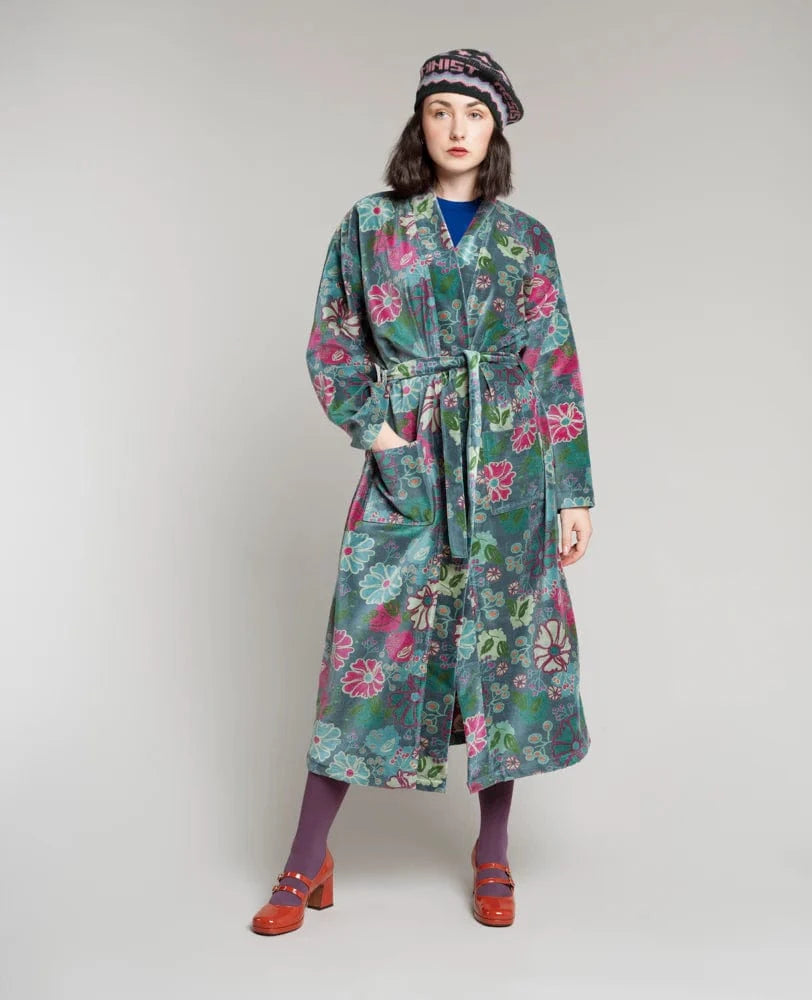 Luxury Velvet Dressing Gown Cosmos Teal