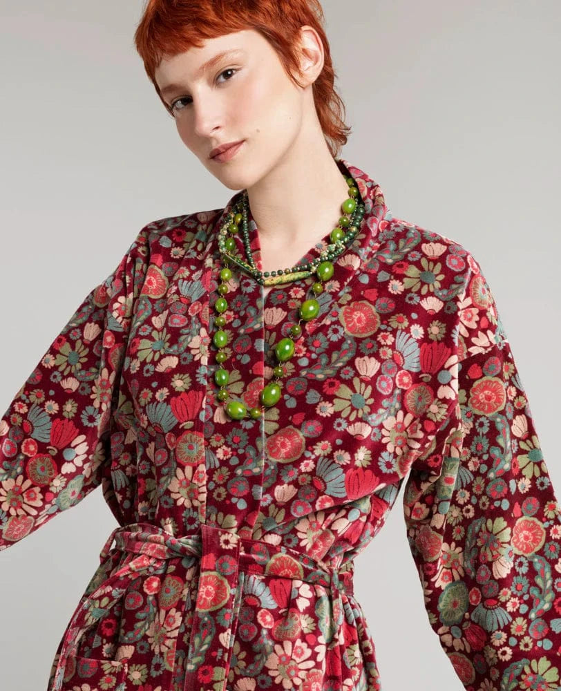 Luxury Velvet Dressing Gown Molly Burgundy