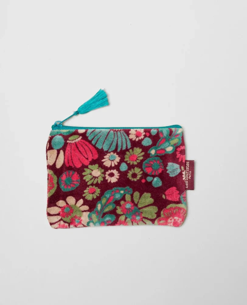Velvet Zipped Pouch With Tassel Small Molly Burgundy