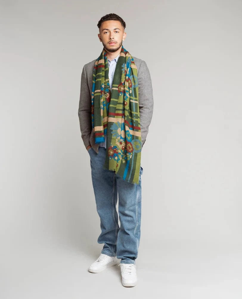 Oversized Wool Scarf by Les Touristes, Dundee Green