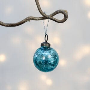 Crackle Glass Bauble Christmas Decoration Turquoise