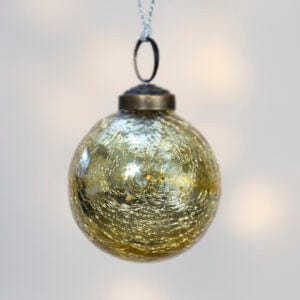 Crackle Glass Bauble Christmas Decoration Gold Small