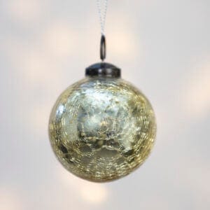 Crackle Glass Bauble Christmas Decoration Gold Large