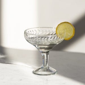Etched Glass Champagne Coupe, Clear