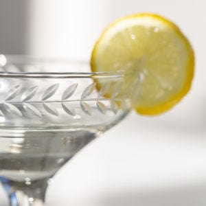 Etched Glass Champagne Coupe, Clear