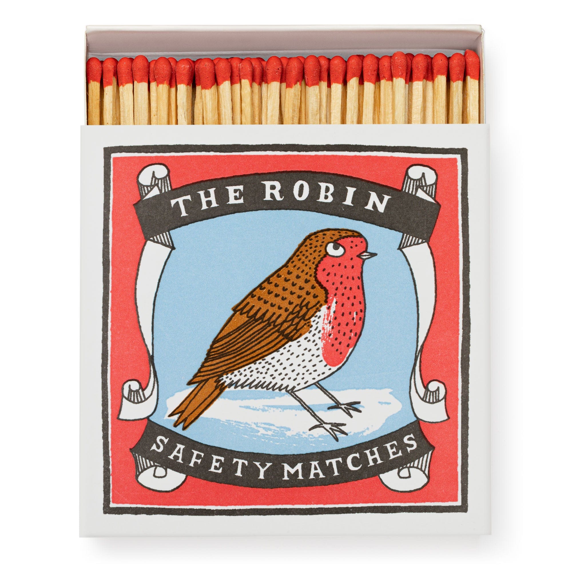 Square Luxury Match Box The Robin