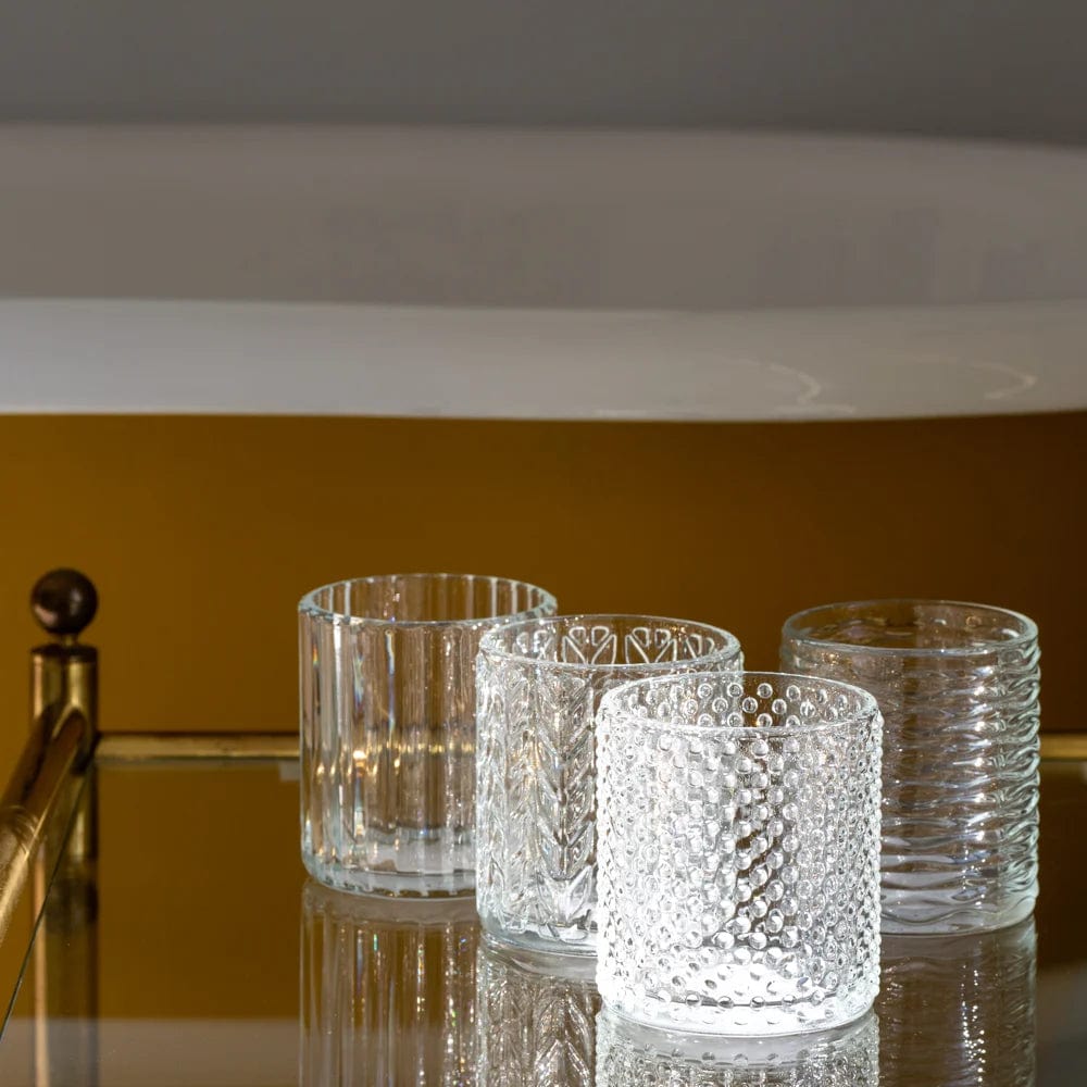 Holly Glass Tealight Holder, Assorted Designs