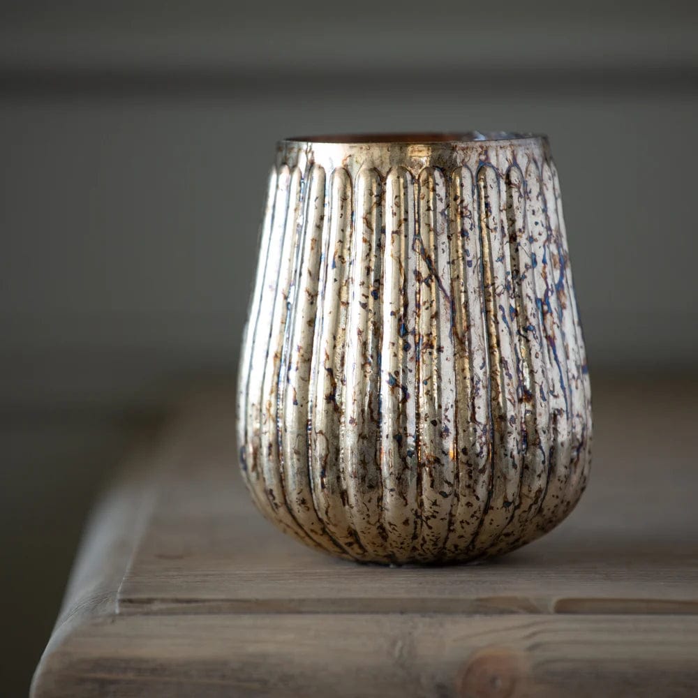 Fluted Antique Gold Glass Votive
