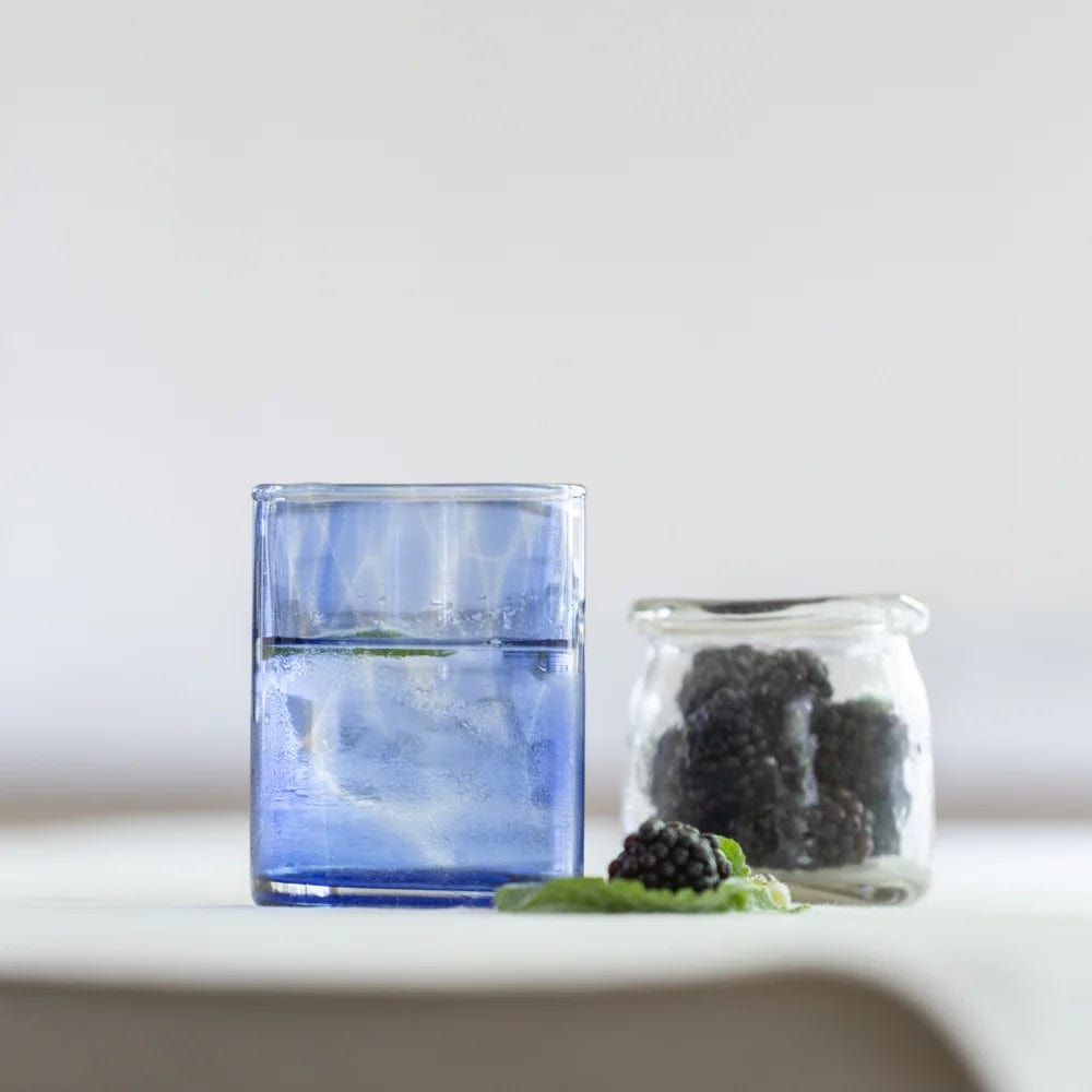 Leopard Blue Drinking Glass