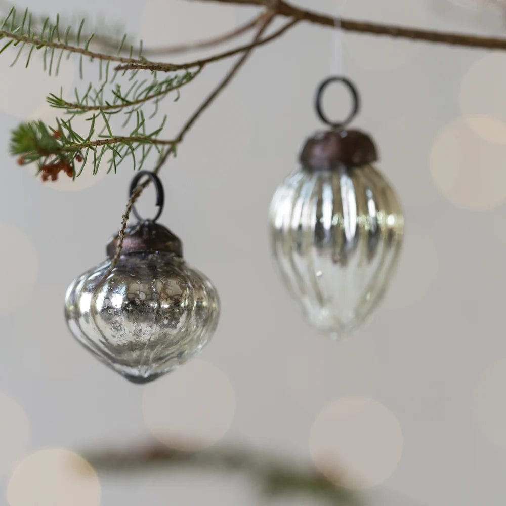 Bag of 10 Mini Mixed Shape Ribbed Christmas Baubles