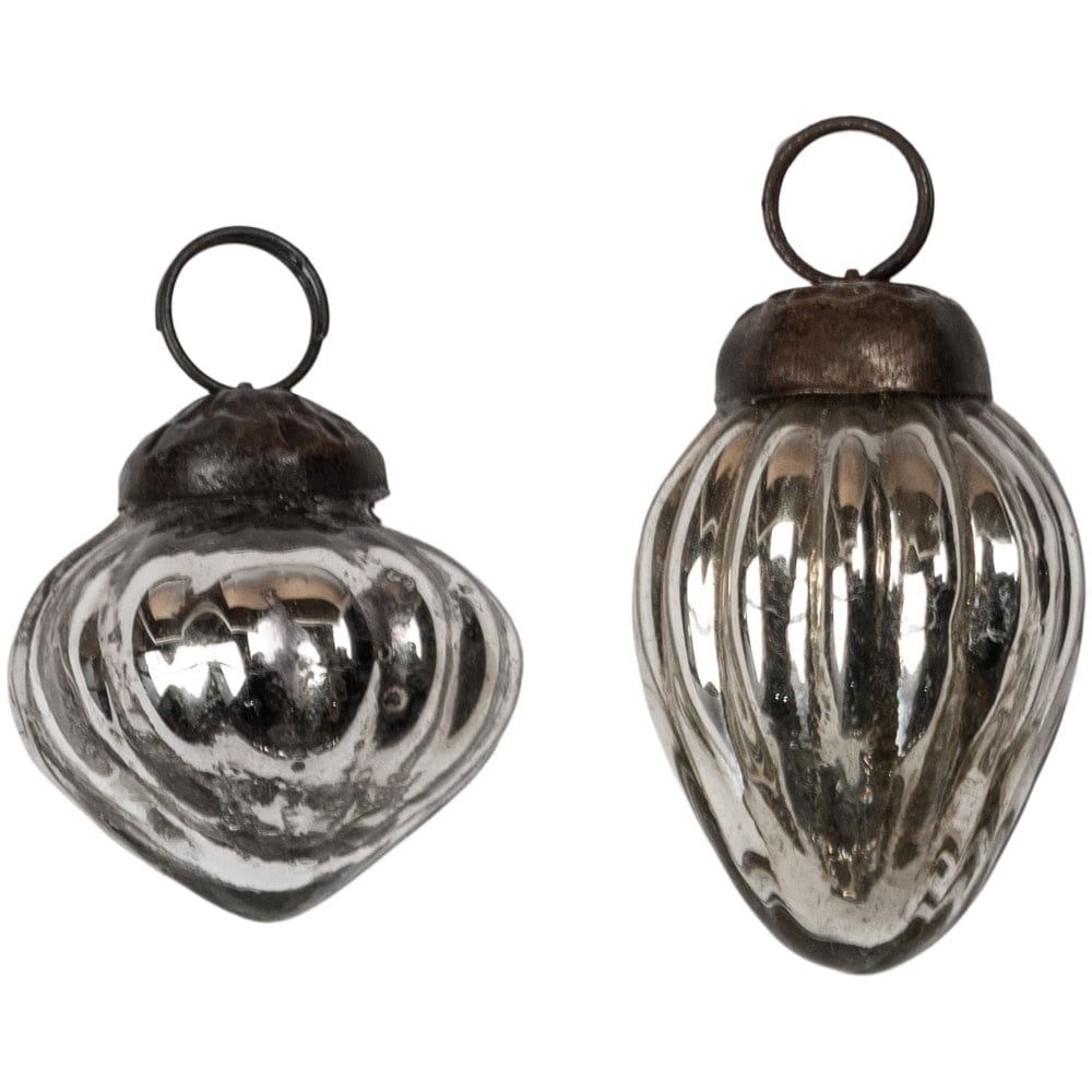Bag of 10 Mini Mixed Shape Ribbed Christmas Baubles