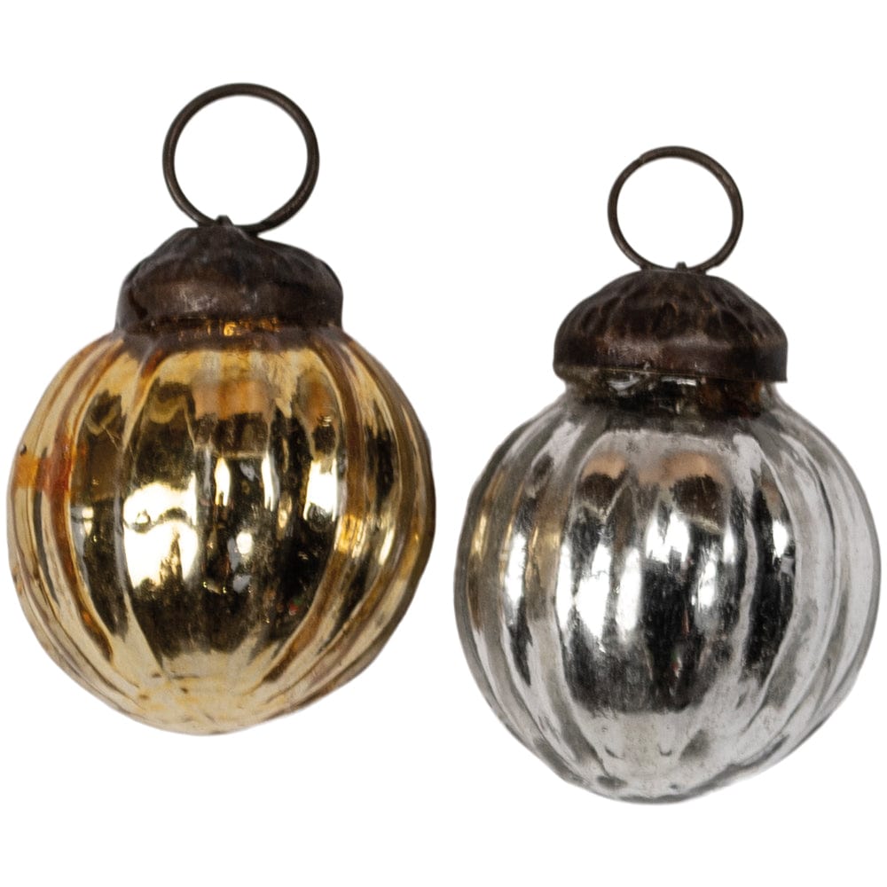 Bag of 10 Silver & Gold Mini Ribbed Baubles