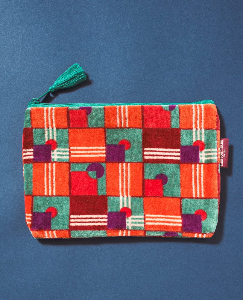 Velvet Zipped Pouch With Tassel