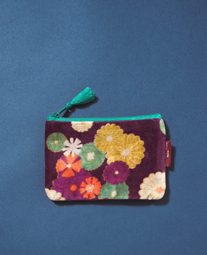 Velvet Zipped Pouch With Tassel Mellow Fig Small