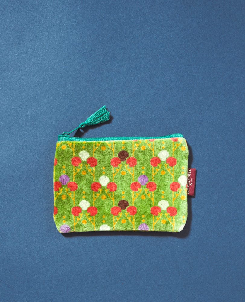 Velvet Zipped Pouch With Tassel