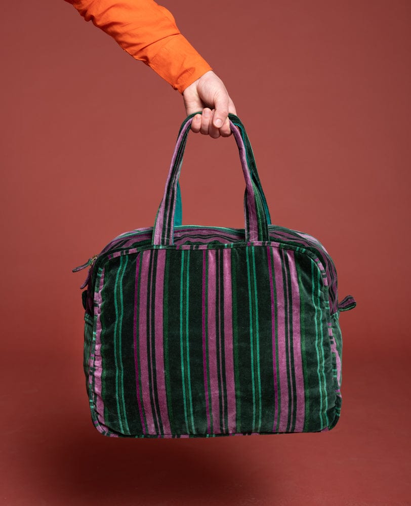 Poppins Velvet Weekend Bag, Margate Dark Green