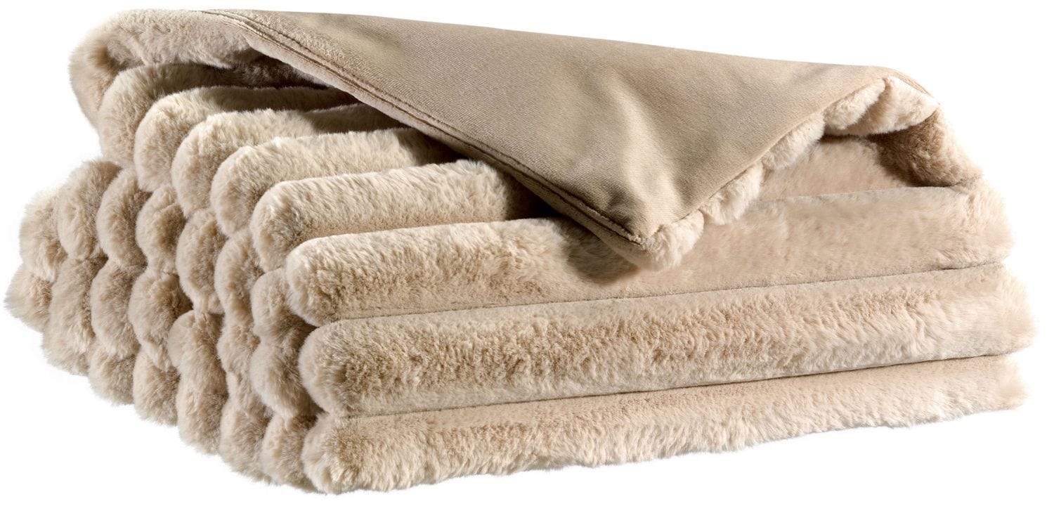 Alice Ribbed Large Faux Fur Bedcover, 240 x 260