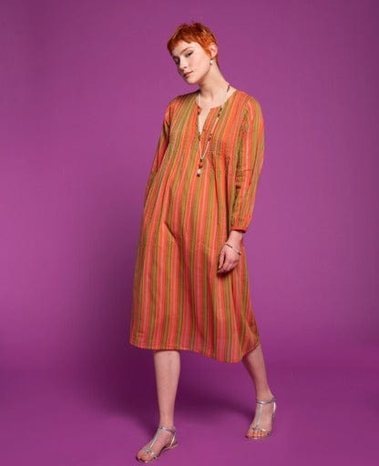 Capri Patterned Cotton Dress, Margate Coral