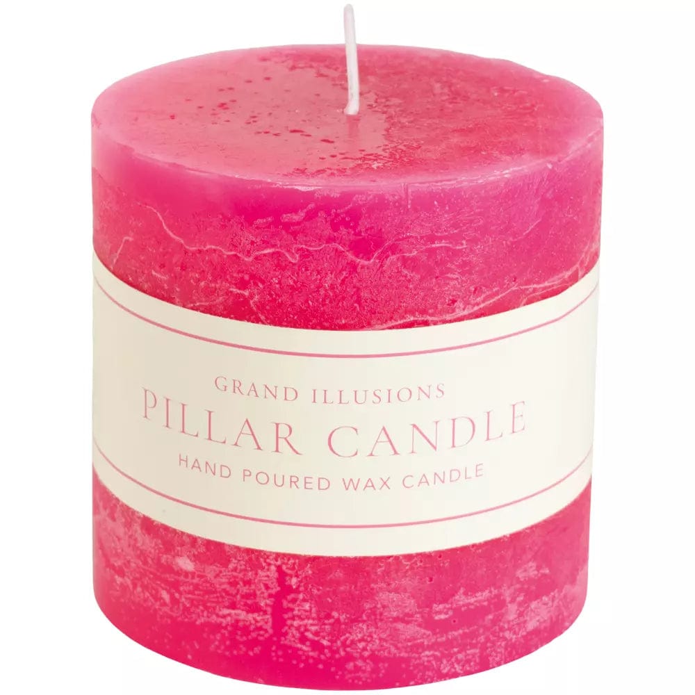 Rustic Pillar Candle 100x100mm Fuchsia