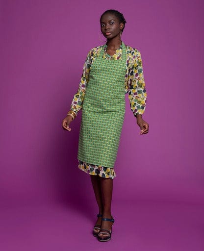 Organic Cotton Apron, Ziggy Green/Bloom Orange