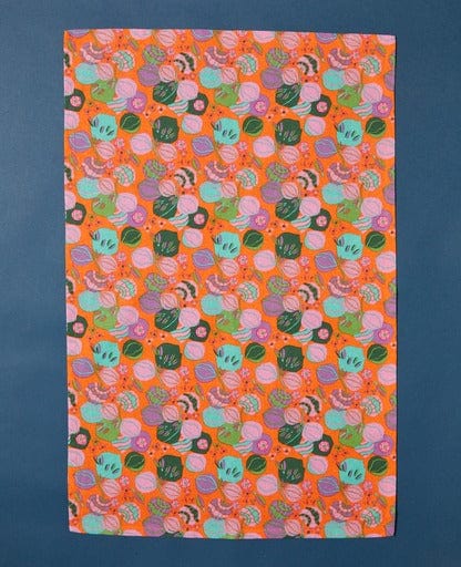 Organic Cotton Tea Towel, Bloom Orange