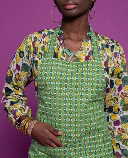 Organic Cotton Apron, Ziggy Green/Bloom Orange