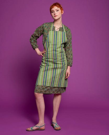 Organic Cotton Apron, Margate Green/Ziggy Green
