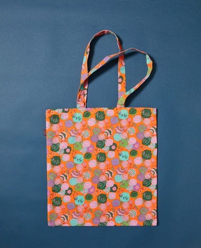 Organic Cotton Big Tote Bag, Bloom Orange