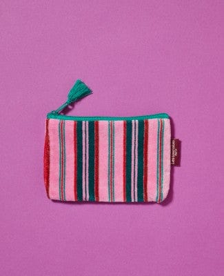 Velvet Zipped Pouch With Tassel, Margate Pink