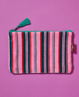 Velvet Zipped Pouch With Tassel, MargatePink