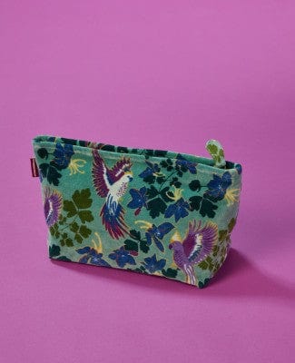 Large Velvet Washbag, Ancolie New Green