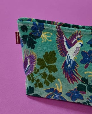 Large Velvet Washbag, Ancolie New Green