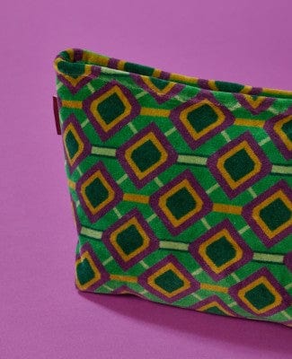 Large Velvet Washbag, Famara Green