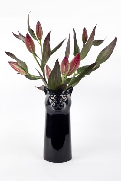 Panther Tall Ceramic Vase