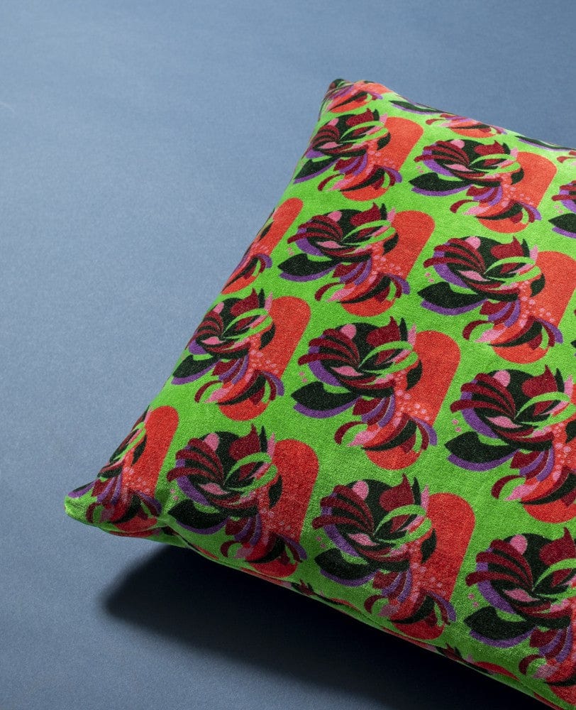 Velvet Cushion 45x45cm, Split Green