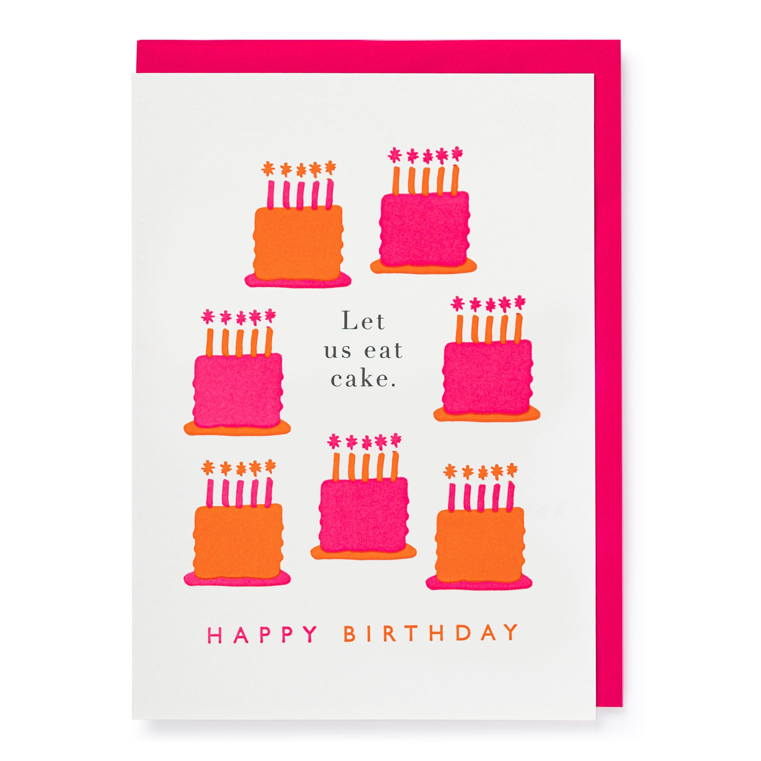 Letterpress Card Bright Birthday Cakes