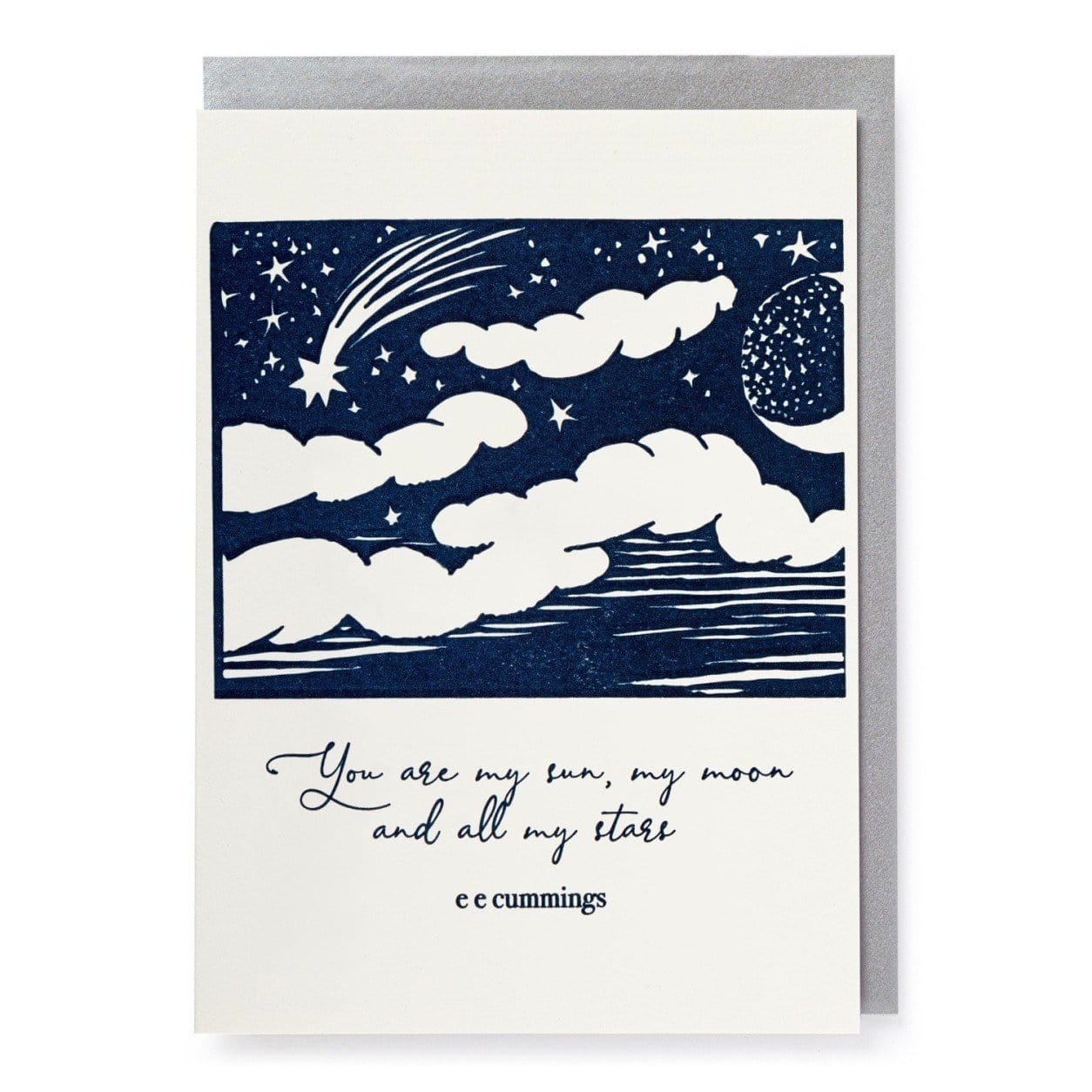 Letterpress Card Sun, Moon And Stars