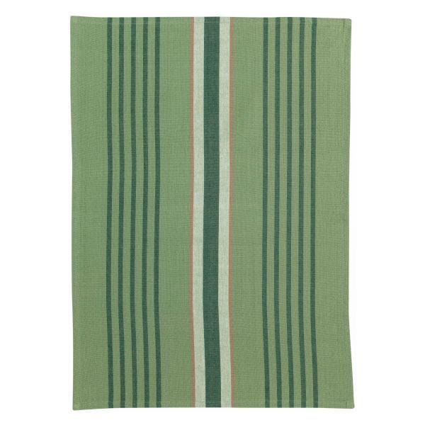 Yuna Striped Recycled Cotton Tea Towel Green
