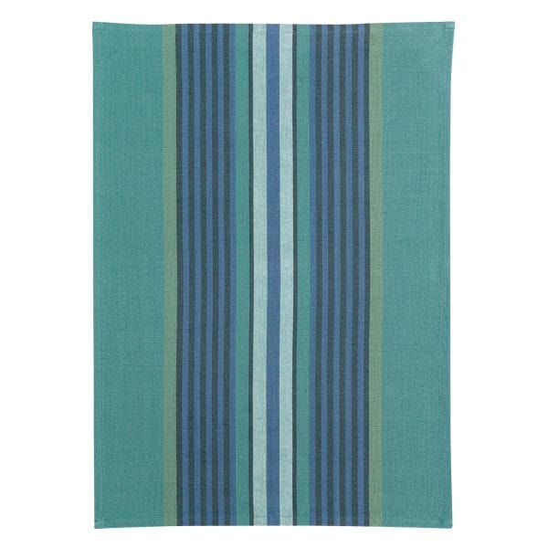 Yuna Striped Recycled Cotton Tea Towel Peacock (Paon)