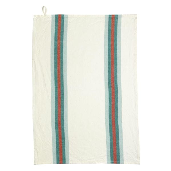Yuna Striped Recycled Cotton Tea Towel Aqua ((Vert d’eau)